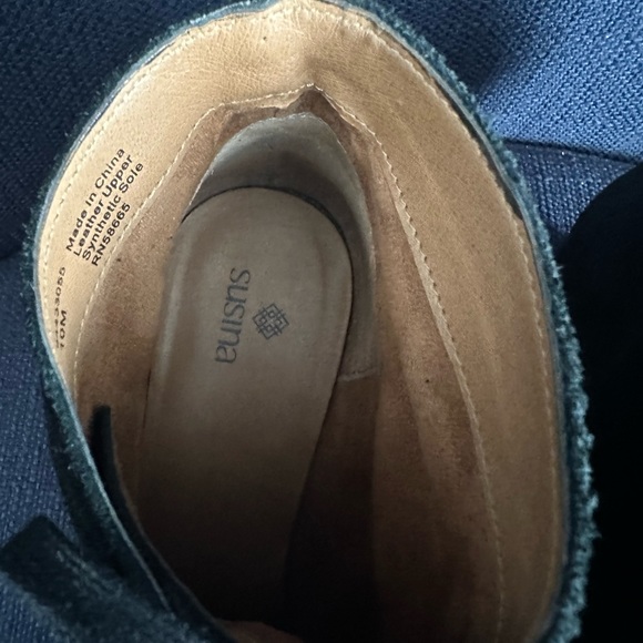 SUSINA Sz 10M Black Suede Leather Comfort Wedge Lace-Up Ankle Bootie - Picture 6 of 7